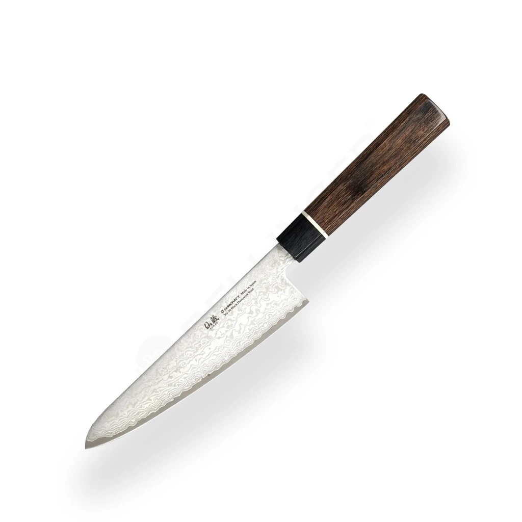 foto Kucha�sk� n�� Santoku Suncraft VG-10 Black Damascus 143 mm